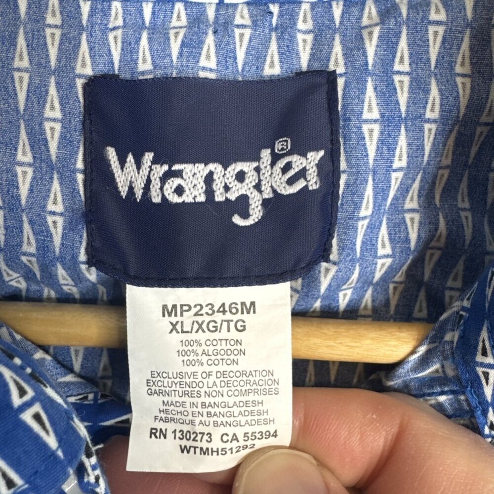 Wrangler Ford Motorsport Button Up Shirt Mens XL Blue Logo Racing Cotton - Picture 5 of 5